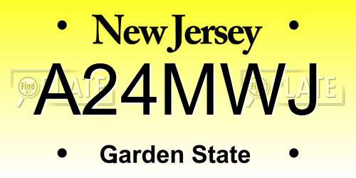 A24MWJ New Jersey License Plate