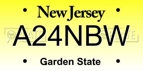 A24NBW New Jersey License Plate