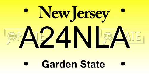 A24NLA New Jersey License Plate