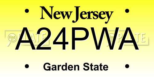 A24PWA New Jersey License Plate