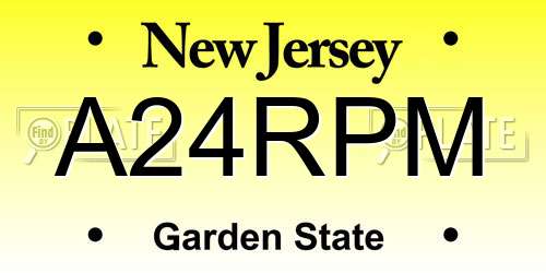 A24RPM New Jersey License Plate