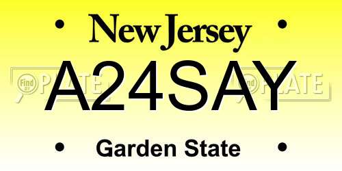 A24SAY New Jersey License Plate