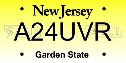 A24UVR New Jersey License Plate