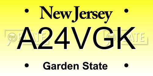 A24VGK New Jersey License Plate