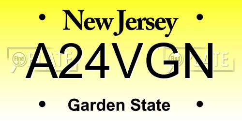 A24VGN New Jersey License Plate