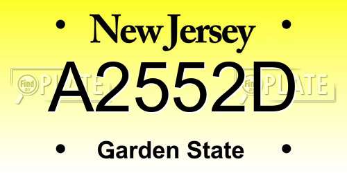 A2552D New Jersey License Plate