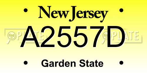 A2557D New Jersey License Plate
