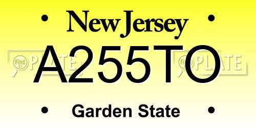 A255TO New Jersey License Plate