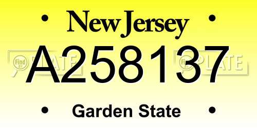 A258137 New Jersey License Plate