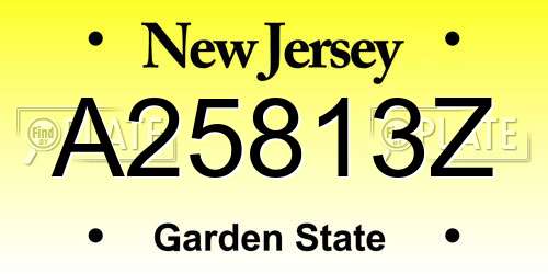 A25813Z New Jersey License Plate
