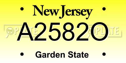 A2582O New Jersey License Plate