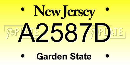 A2587D New Jersey License Plate