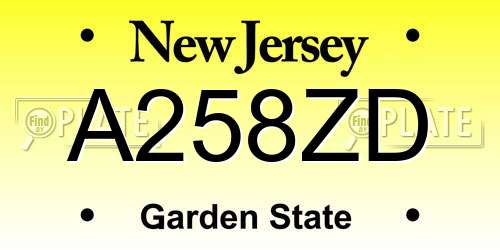A258ZD New Jersey License Plate