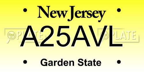A25AVL New Jersey License Plate