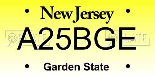 A25BGE New Jersey License Plate