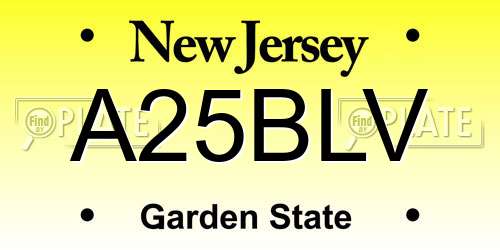 A25BLV New Jersey License Plate