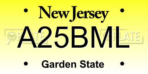 A25BML New Jersey License Plate