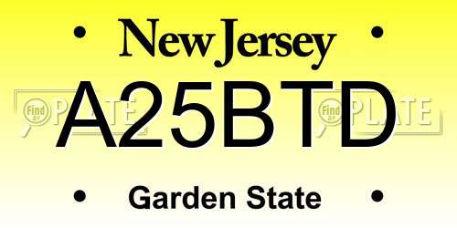 A25BTD New Jersey License Plate