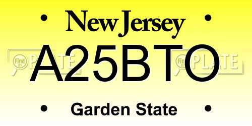 A25BTO New Jersey License Plate