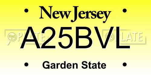 A25BVL New Jersey License Plate