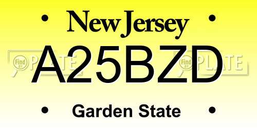 A25BZD New Jersey License Plate