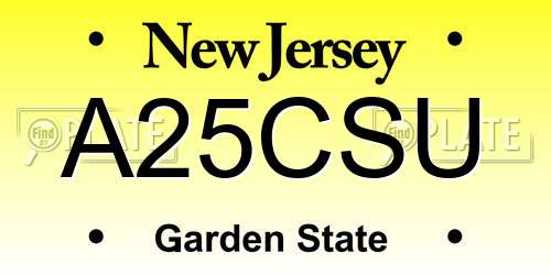 A25CSU New Jersey License Plate