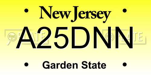 A25DNN New Jersey License Plate
