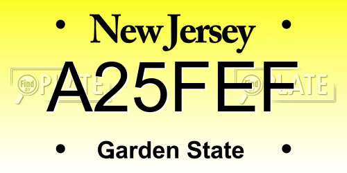 A25FEF New Jersey License Plate