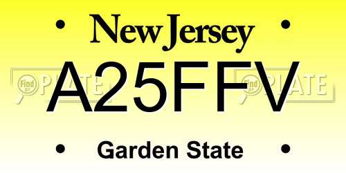 A25FFV New Jersey License Plate