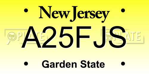 A25FJS New Jersey License Plate