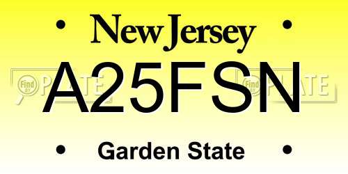 A25FSN New Jersey License Plate