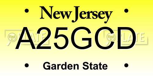 A25GCD New Jersey License Plate