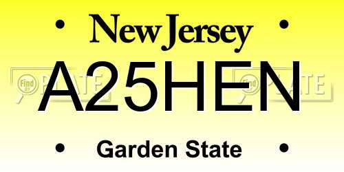 A25HEN New Jersey License Plate