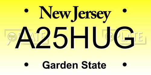 A25HUG New Jersey License Plate