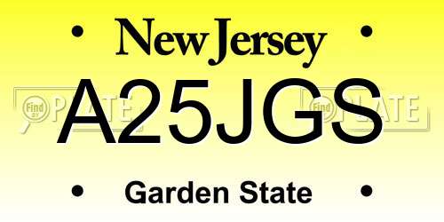 A25JGS New Jersey License Plate