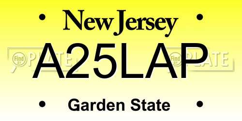 A25LAP New Jersey License Plate