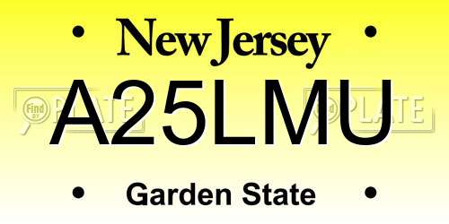 A25LMU New Jersey License Plate