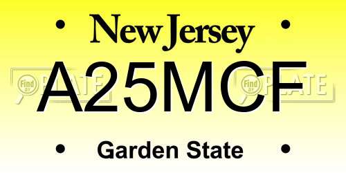 A25MCF New Jersey License Plate