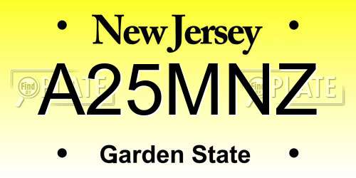 A25MNZ New Jersey License Plate