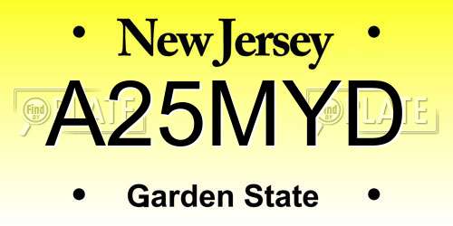 A25MYD New Jersey License Plate