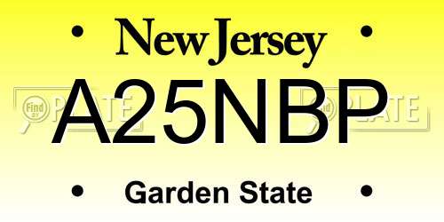 A25NBP New Jersey License Plate