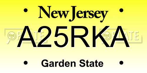 A25RKA New Jersey License Plate