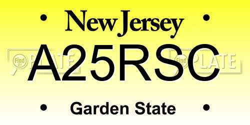 A25RSC New Jersey License Plate