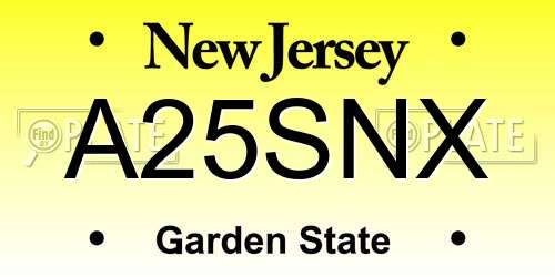 A25SNX New Jersey License Plate
