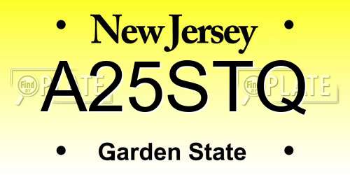 A25STQ New Jersey License Plate