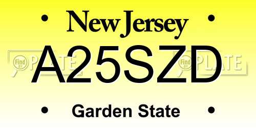 A25SZD New Jersey License Plate