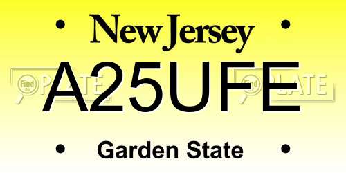 A25UFE New Jersey License Plate
