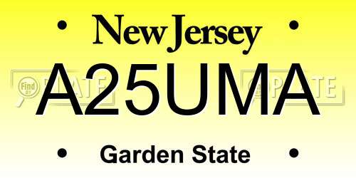 A25UMA New Jersey License Plate