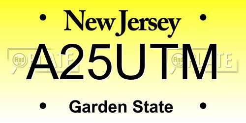 A25UTM New Jersey License Plate