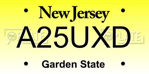 A25UXD New Jersey License Plate